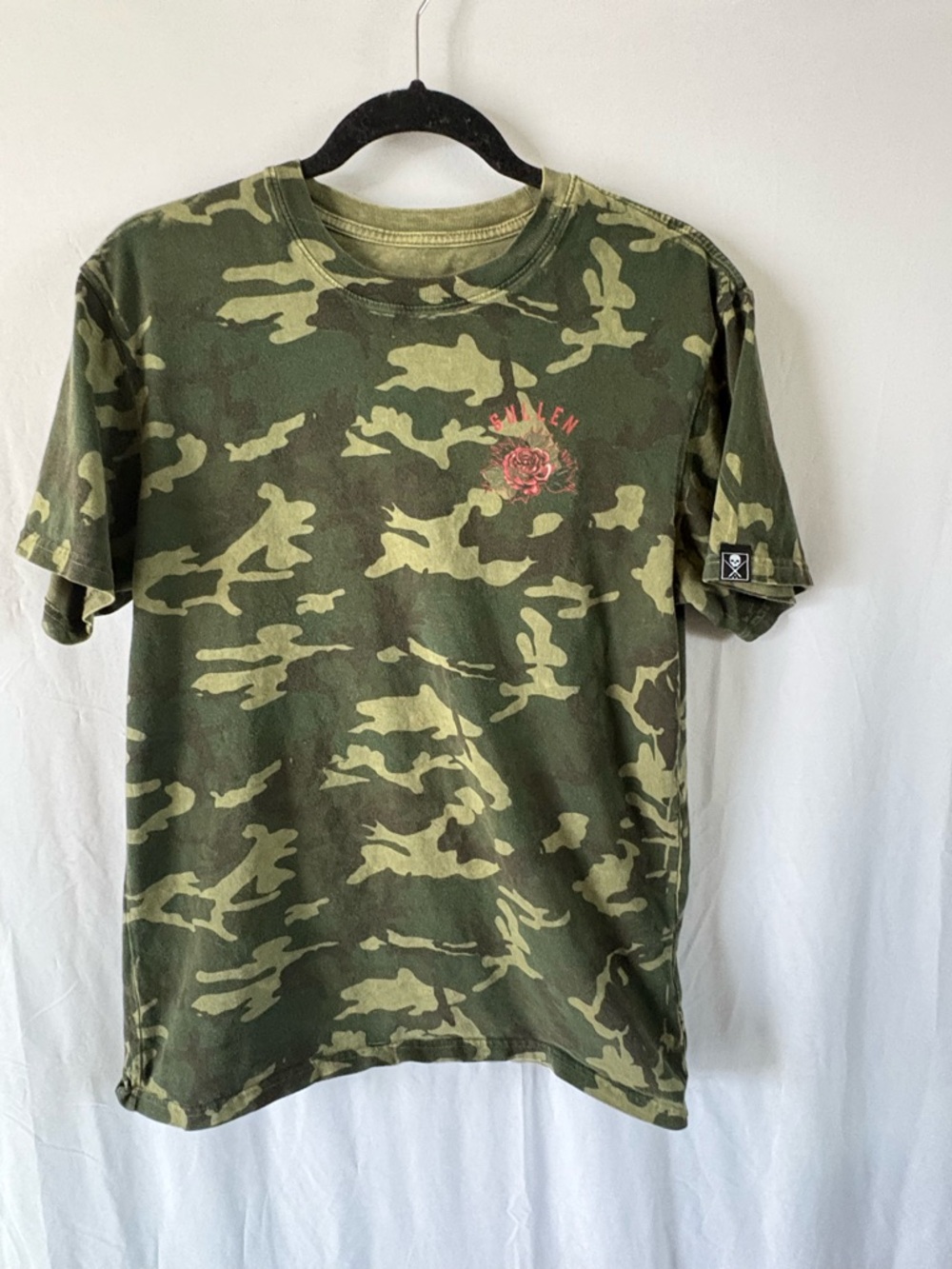 Camo Short-Sleeve Tee with Rose Graphic - Sullen